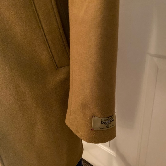 Zara Wool Blend Collared Classic  Camel Coat Medium - Picture 5 of 11